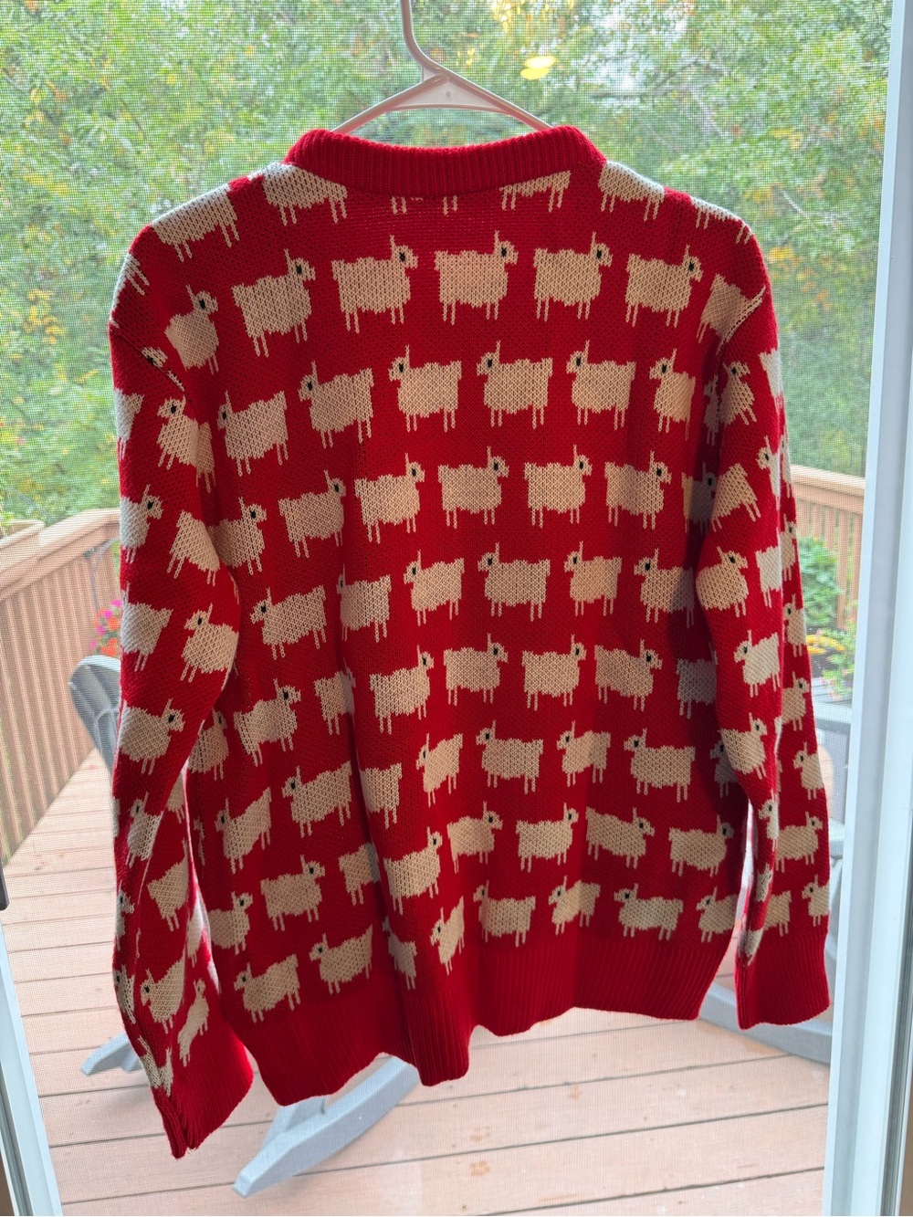 Red Sheep Pattern Crewneck Sweater - Picture 3 of 3